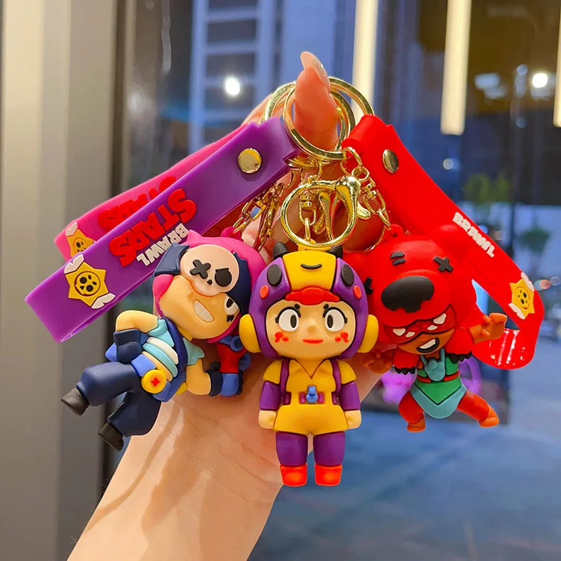 New Brawl Stars Creative Wilderness Battle 3D Stitch Doll Key Keychain Cute Nita Jie Xibeiya Car Keychain Pendant Christmas Gift