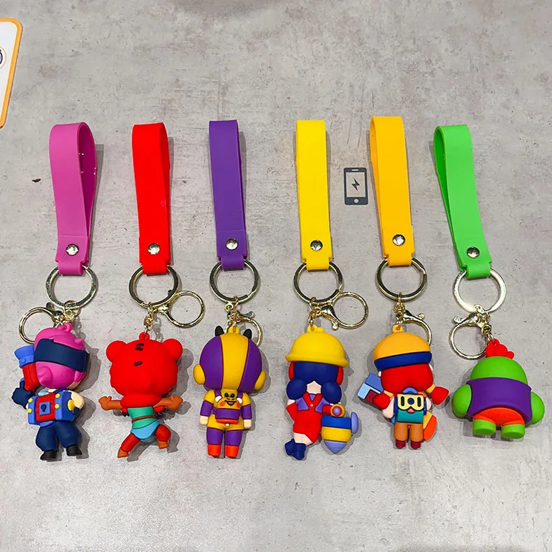 New Brawl Stars Creative Wilderness Battle 3D Stitch Doll Key Keychain Cute Nita Jie Xibeiya Car Keychain Pendant Christmas Gift