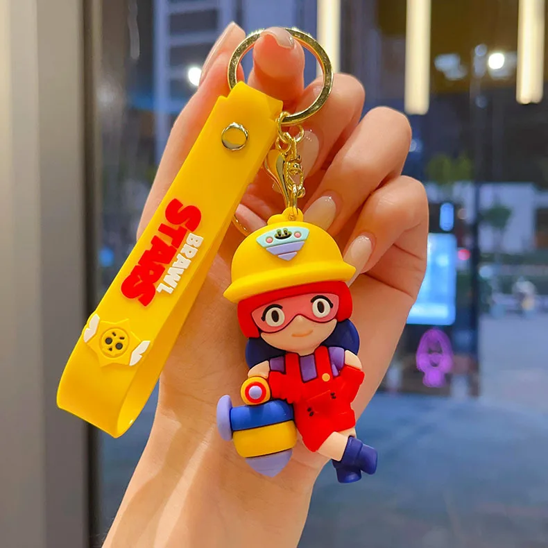 New Brawl Stars Creative Wilderness Battle 3D Stitch Doll Key Keychain Cute Nita Jie Xibeiya Car Keychain Pendant Christmas Gift