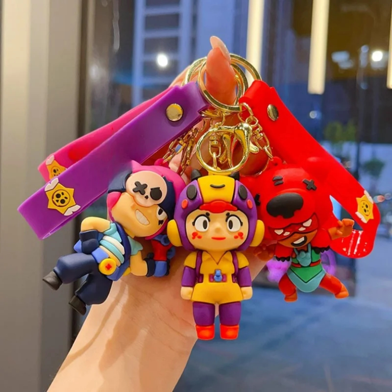 New Brawl Stars Creative Wilderness Battle 3D Stitch Doll Key Keychain Cute Nita Jie Xibeiya Car Keychain Pendant Christmas Gift - Image 3