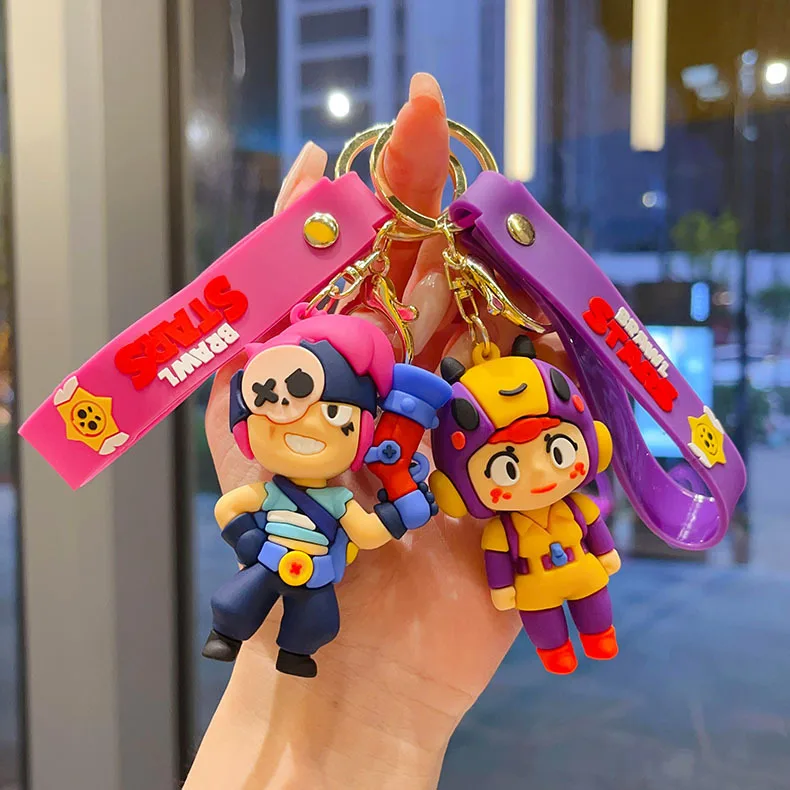 New Brawl Stars Creative Wilderness Battle 3D Stitch Doll Key Keychain Cute Nita Jie Xibeiya Car Keychain Pendant Christmas Gift