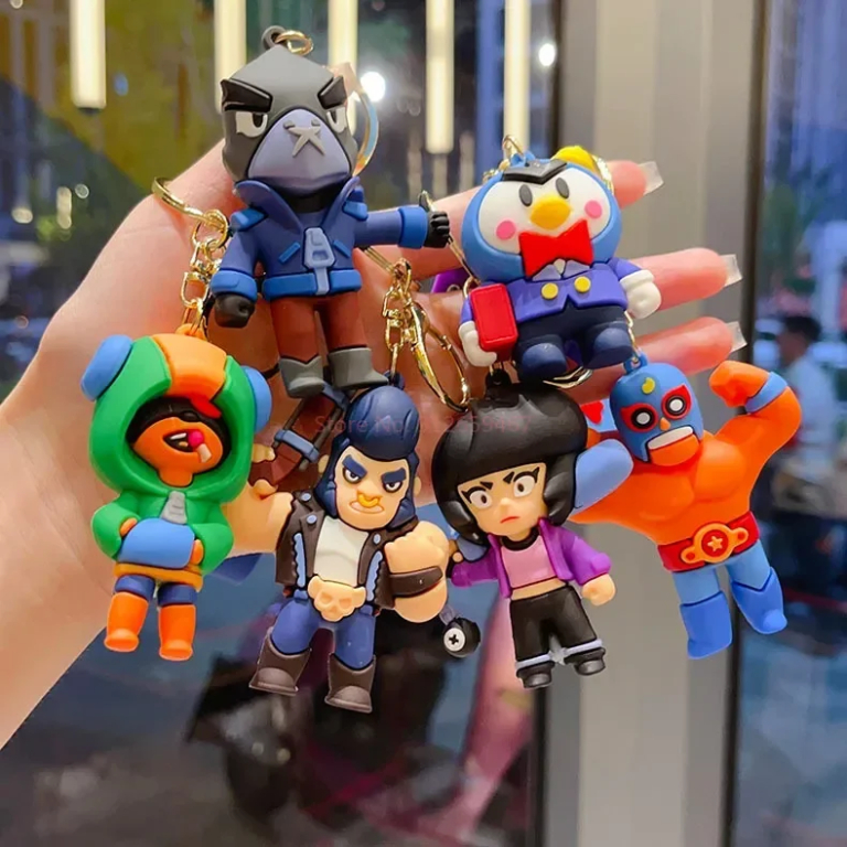 New Brawl Stars Creative Wilderness Battle 3D Stitch Doll Key Keychain Cute Nita Jie Xibeiya Car Keychain Pendant Christmas Gift - Image 5