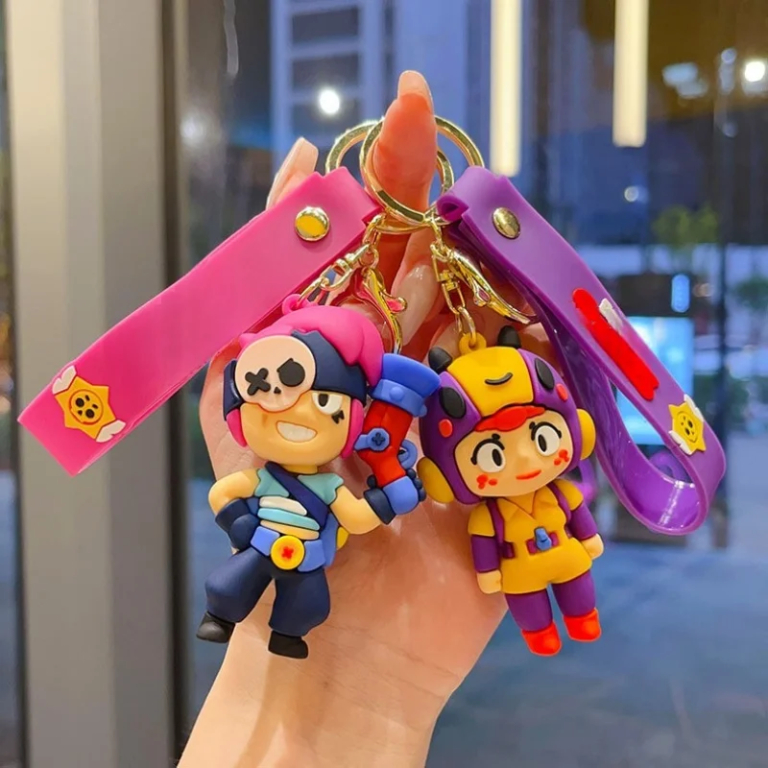 New Brawl Stars Creative Wilderness Battle 3D Stitch Doll Key Keychain Cute Nita Jie Xibeiya Car Keychain Pendant Christmas Gift - Image 4