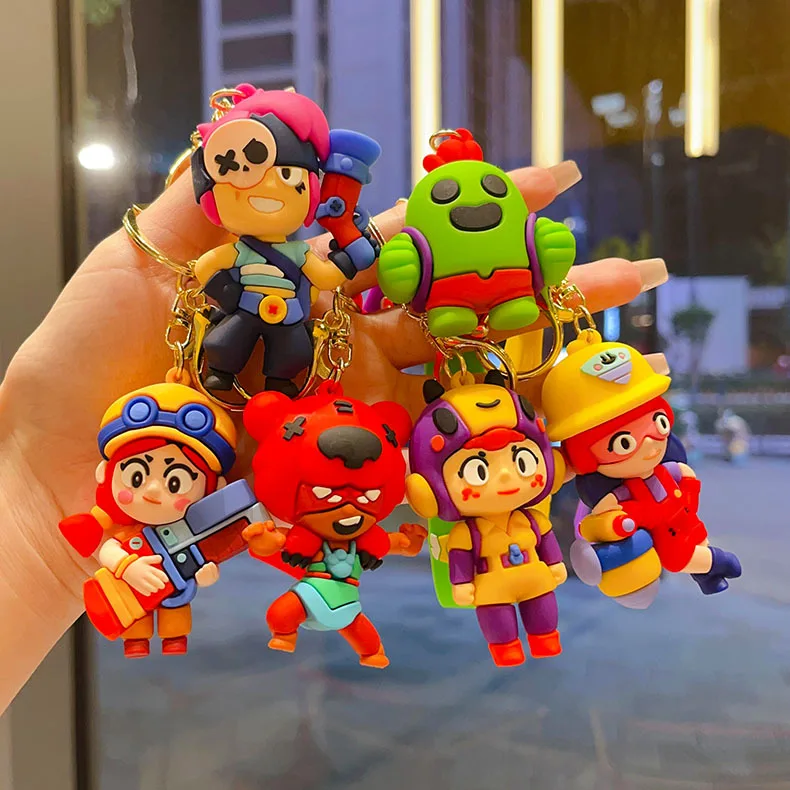 New Brawl Stars Creative Wilderness Battle 3D Stitch Doll Key Keychain Cute Nita Jie Xibeiya Car Keychain Pendant Christmas Gift