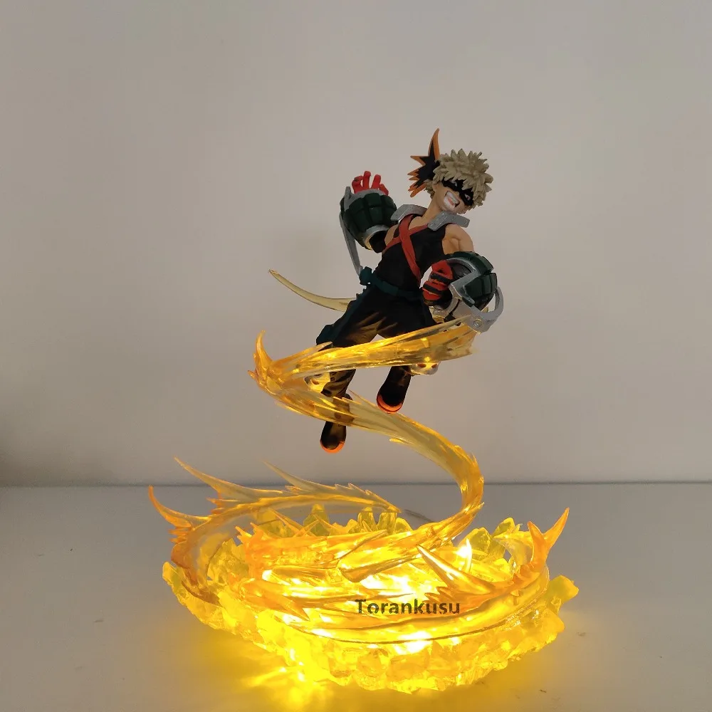 My Hero Academia Anime Figures Bakugou Katsuki VS Midoriya Izuku Action Figures Led Toy Boku no Hero Academia Battle Decor Scene