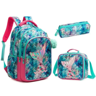 Drop Shipping Backpack Set for Teenagers Waterproof School Bags for Girls Backpack Mermaid Cartoon Bag Kids 5