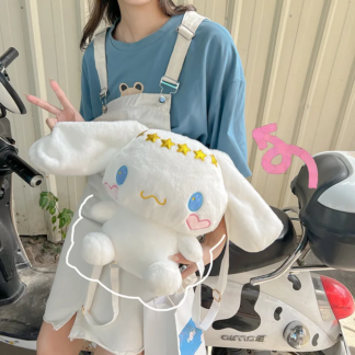 Large Sanrio Plush Backpack Cute Cinnamoroll Plush Doll My Melody Bag Cartoon Kawaii Kulomi Plush Bag