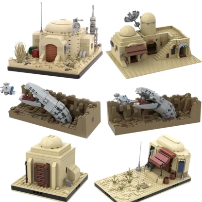 MOC Space Wars Desert Power Plant Desert Village Eisley-Cantina Slums Home Architecture Building Building Block for Child Gfit - Image 2