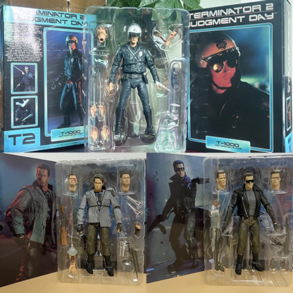 NECA Terminator 2 Judgment Day T-1000 Motorcycle Ultimate Copy T-800 Tech Noir Police Station Assault 18cm PVC Action Figure Toy