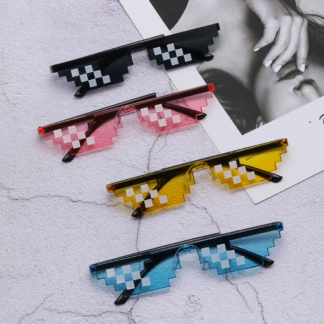 NEW Design Funny Mosaic Sunglasses Thug Life Sun Glasses Pixel Black Retro Gamer Robot Sunglasses Birthday 4