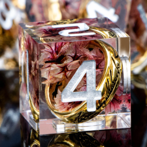 ORIFANTOU DND Flower Lord Rings Liquid Core Sharp Edge Resin Dice Set D D Dungeon and
